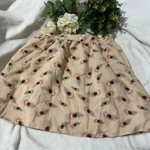 Peacock Feather Print Cream Skirt